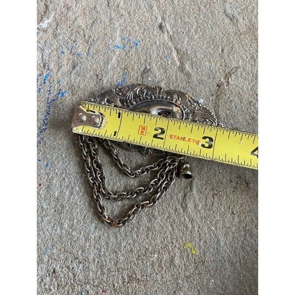 Vintage Brooch Pin Mask Venetian Chain Silver Tone Metal - Picture 3 of 8